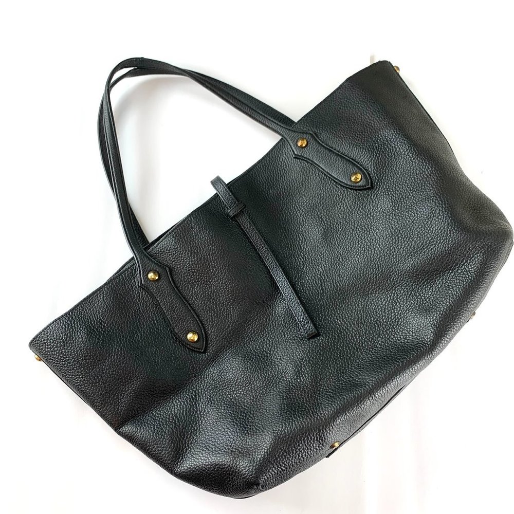 Annabel Ingall Womens Black Leather Double Handles Full Zip Hand Bag One…